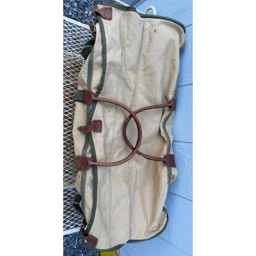 VTG LARGE GOKEY Battenkill No.9 Weekend Duffle Bag Luggage Cavas Leather RARE